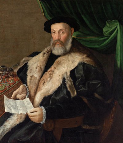 Porträt eines älteren Herrn in einem Pelzbesetzten Mantel von Prospero Fontana